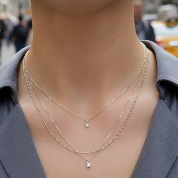 ⚠️Clearance Elegant 3pcs Silver Pendant Necklace Set - Picture 3 of 4